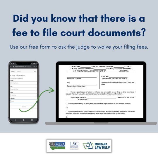Did you know that there is a fee to file court documents? Montana
